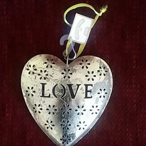 Set of Four Decorative Gold Color Tin Hearts